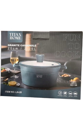 Կաթսա, գրանիտապատ, գծավոր, «TITAN HOME», սիլիկոնե կափարիչով, 20 սմ, 2.25 լ, LN-20