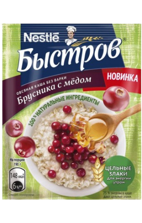 Oatmeal “Bystrov” red cranberry with honey, 40g