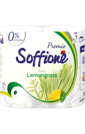 Զուգարանի թուղթ «Soffione» Fresh Lemongrass 3շ 4հատ