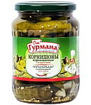 Консервированные огурцы От Гурмэ маринованные с острым перцем чили 1-4см 720мл
