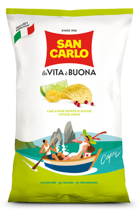 Չիպս «San Carlo Più Gusto» 150գ Լայմ և Պղպեղ