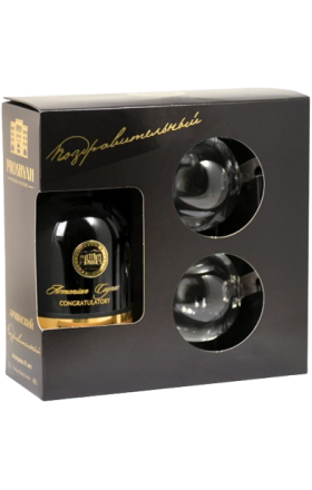 Cognac "Proshyan" Congratulatory 8t (in a box) 0.5l+2 glasses