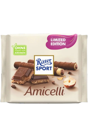 Շոկոլադե Սալիկ «Ritter Sport» կաթնային շոկոլադի, ընկույզի, կրեմ վաֆլու միջուկով 100գ