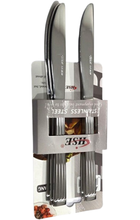 Knife, striped, silver, 6 pcs, AV-13338