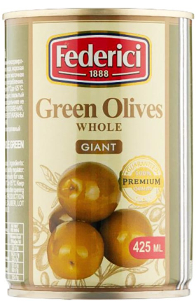 Ձիթապտուղ կանաչ կորիզով «Ֆեդերիչի Giant» 425գ