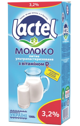 Молоко "Lactel" 1л, жирность: 3.2% 
