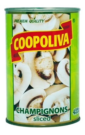 Шампиньоны резаные "Coopoliva" 400г 