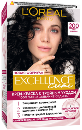 Մազի ներկ «L'Oreal» Excellence 200 մուգ դարչնագույն