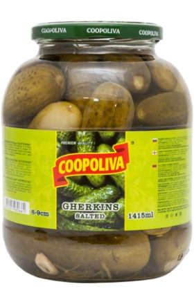 Կարնիշոն մարինացված «Coopoliva» 6-9սմ 1415 մլ