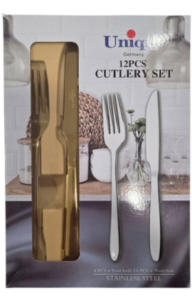 Dessert knife and fork set, gold, 6+6 pcs, AV-11881
